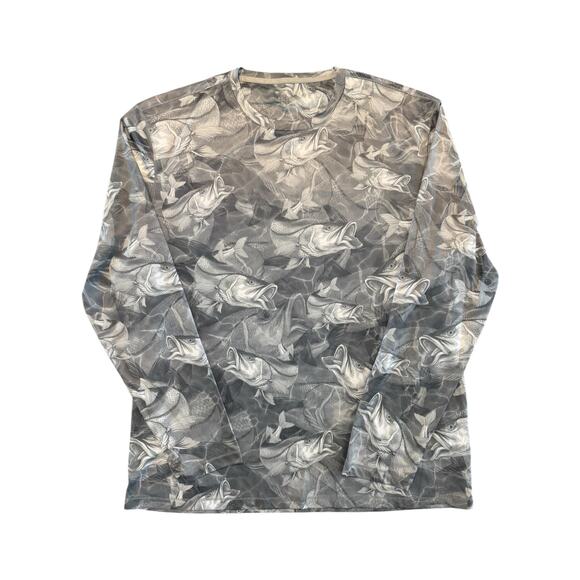 Reel Legends Reel-Tec Shirt Men’s L Gray Long Sleeve Performance Bass Fishing - Picture 1 of 6